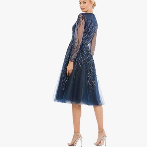 Mac Duggal 11136 Long Sleeve  Dress AUTHENTIC - Picture 2 of 14